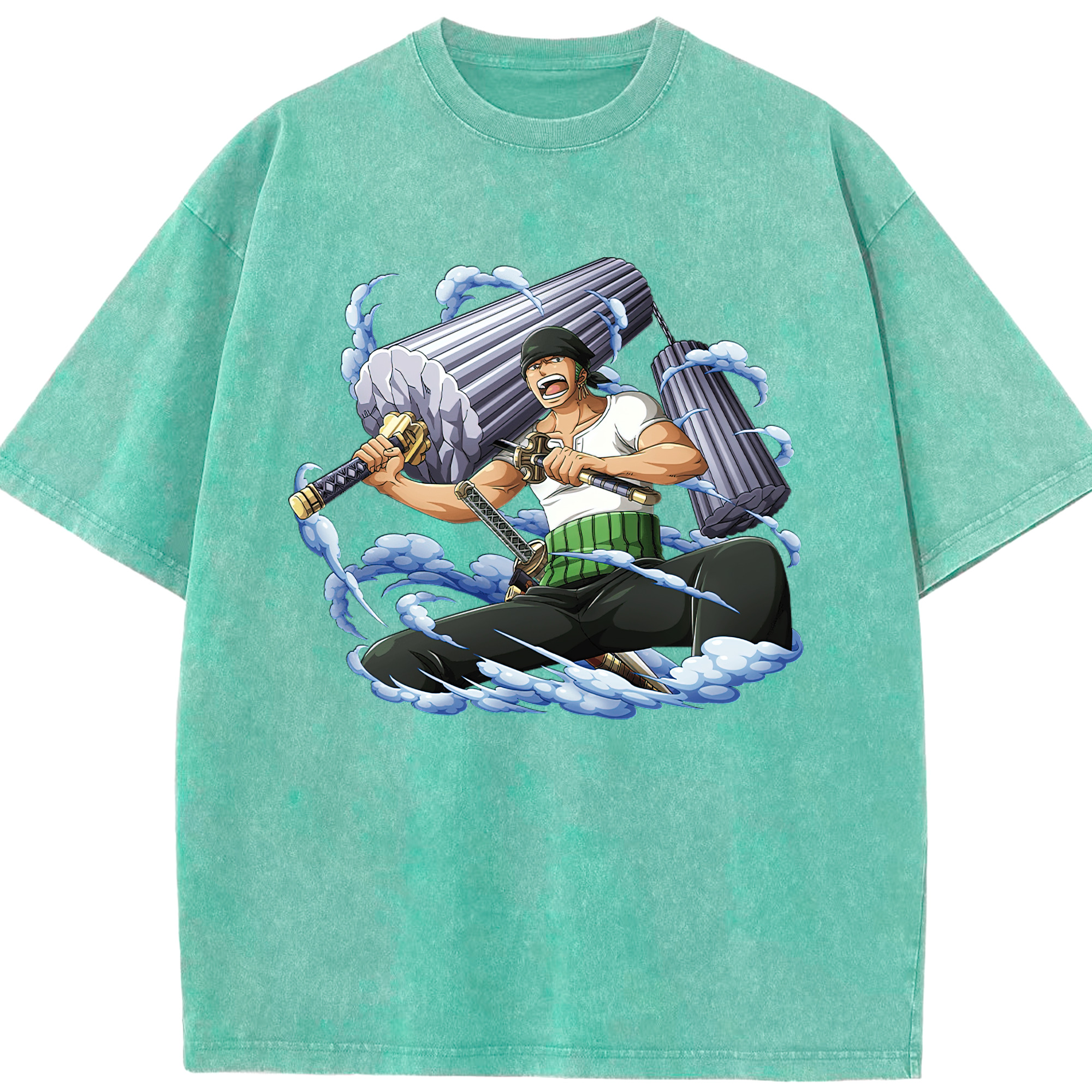 ワンピース ロロノア・ゾロ ONE PIECE Roronoa Zoro 綿100% ヴィンテージ風 半袖Tシャツ（フロントプリント）